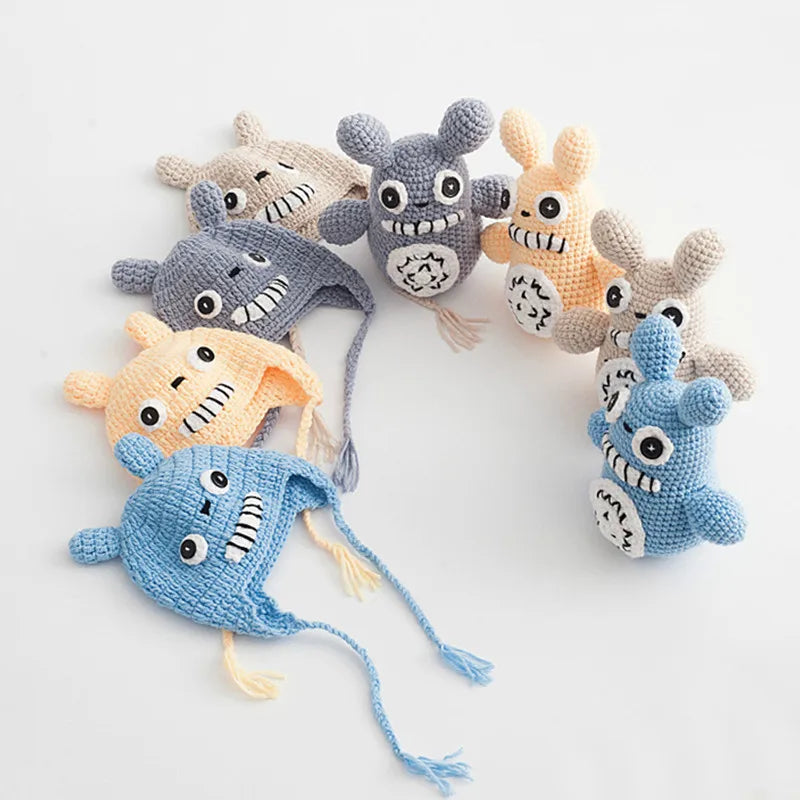 Cartoon Totoro Toy Set Infant Knit Hat Baby Photo Prop