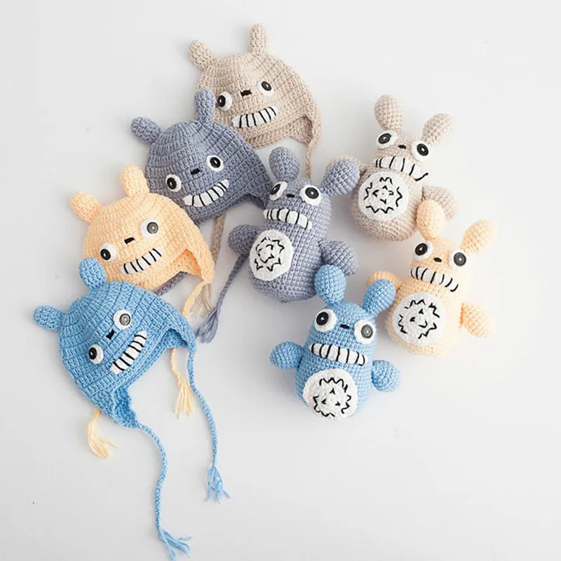 Cartoon Totoro Toy Set Infant Knit Hat Baby Photo Prop