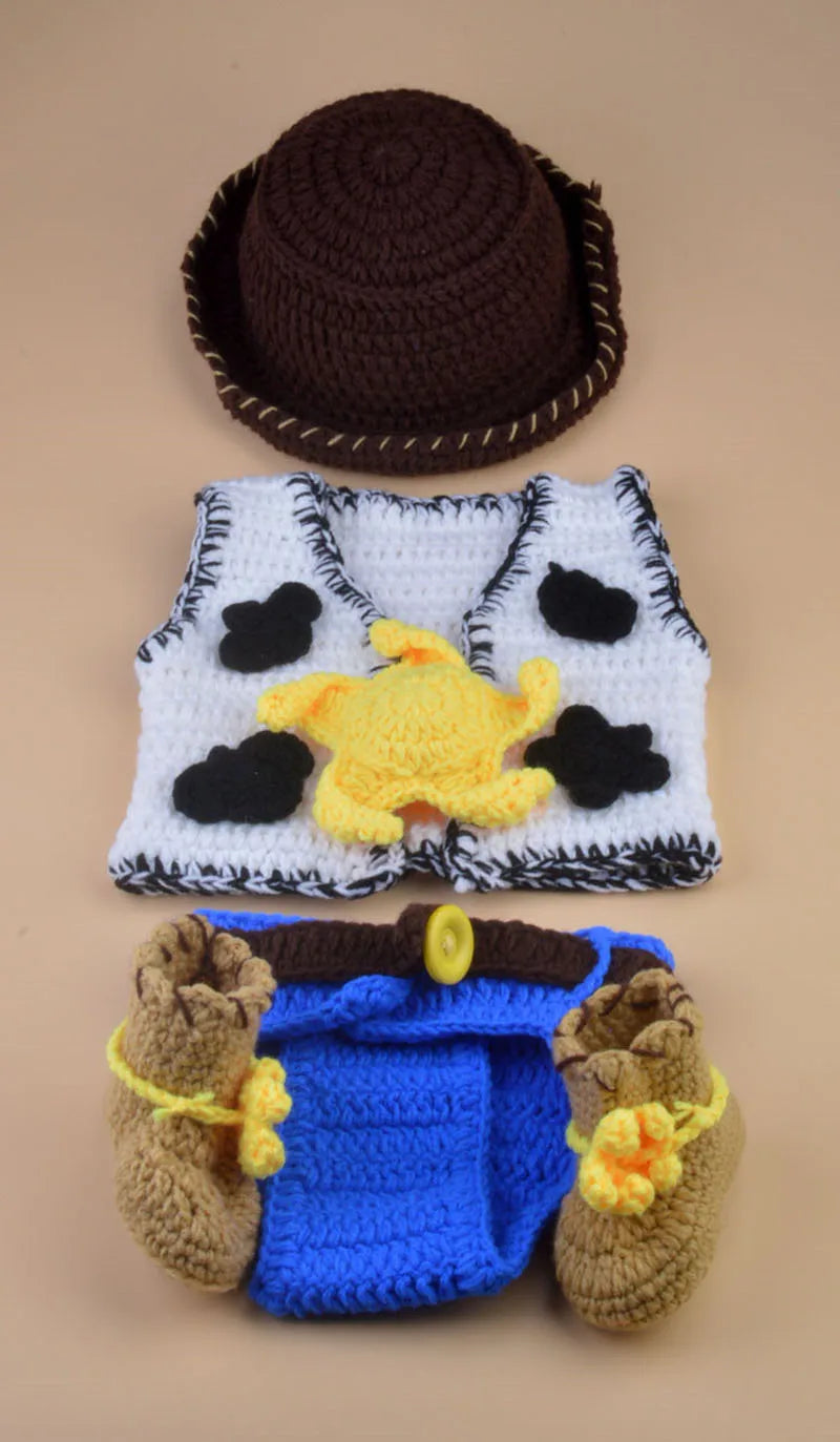Cowboy Boots Hat and Diaper Cover with Vest 5 Pieces Set Clothes