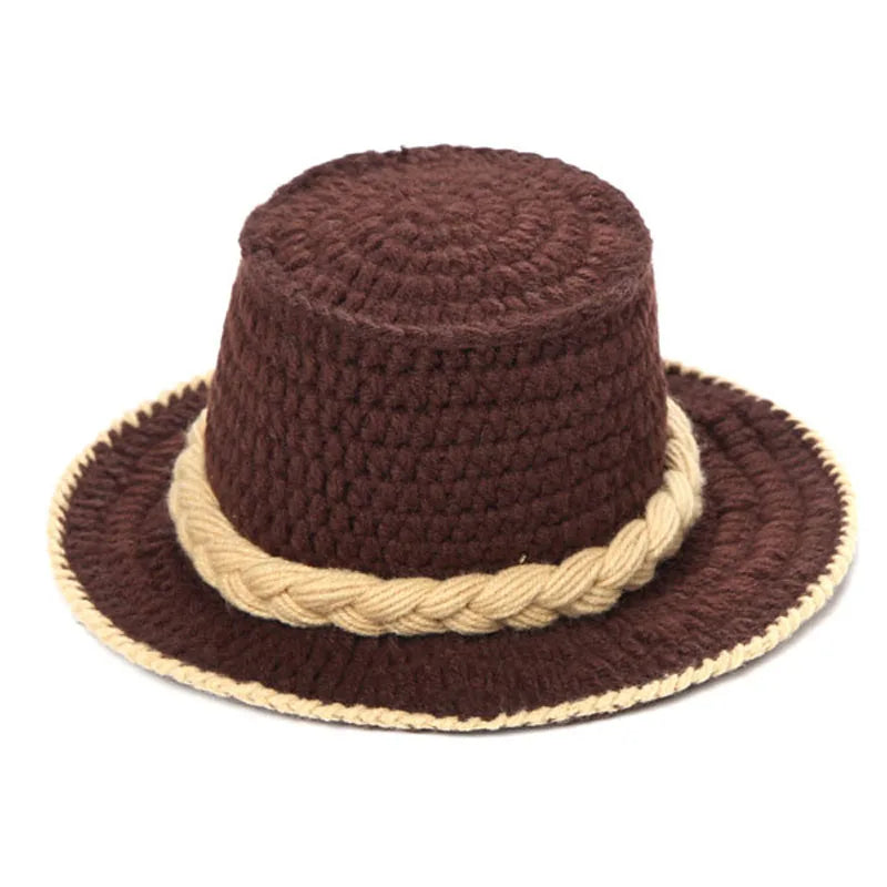 Crochet Baby Cowboy Handmade Knitted Hat and Boots Set