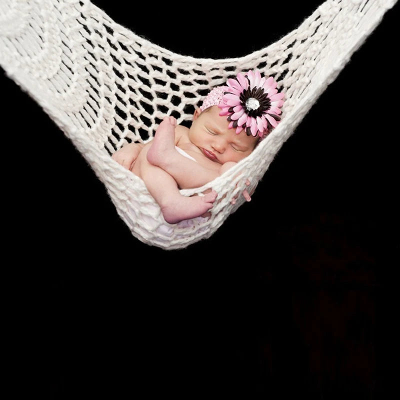 Crochet White Hammock Newborn Baby Photography Props