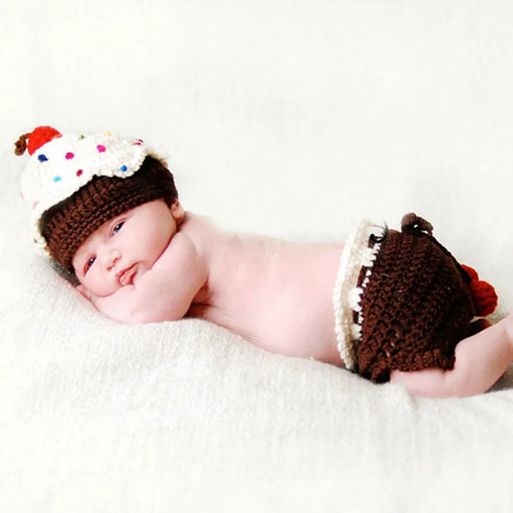 Crochet Knit Baby Hat Cake Lovely Newborn Baby Photography Props