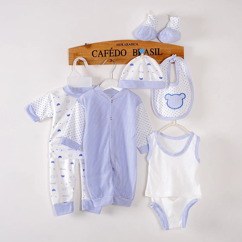 8Piece Newborn Baby Clothes Cotton Rompers+T-shirt+Pants+Hat Set