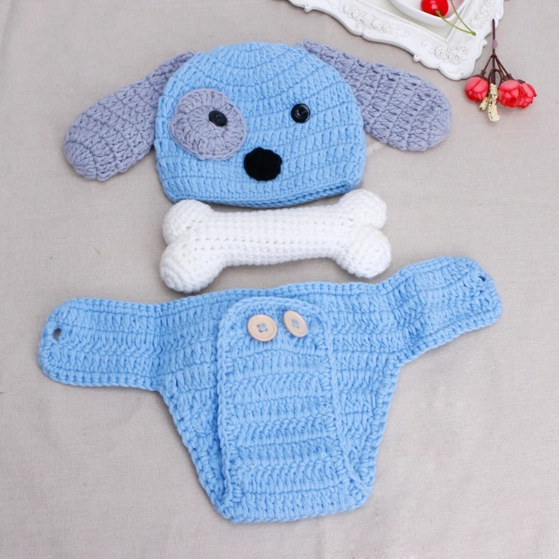 Newborn Photography Props Lovely Dog Set knitting Outfits