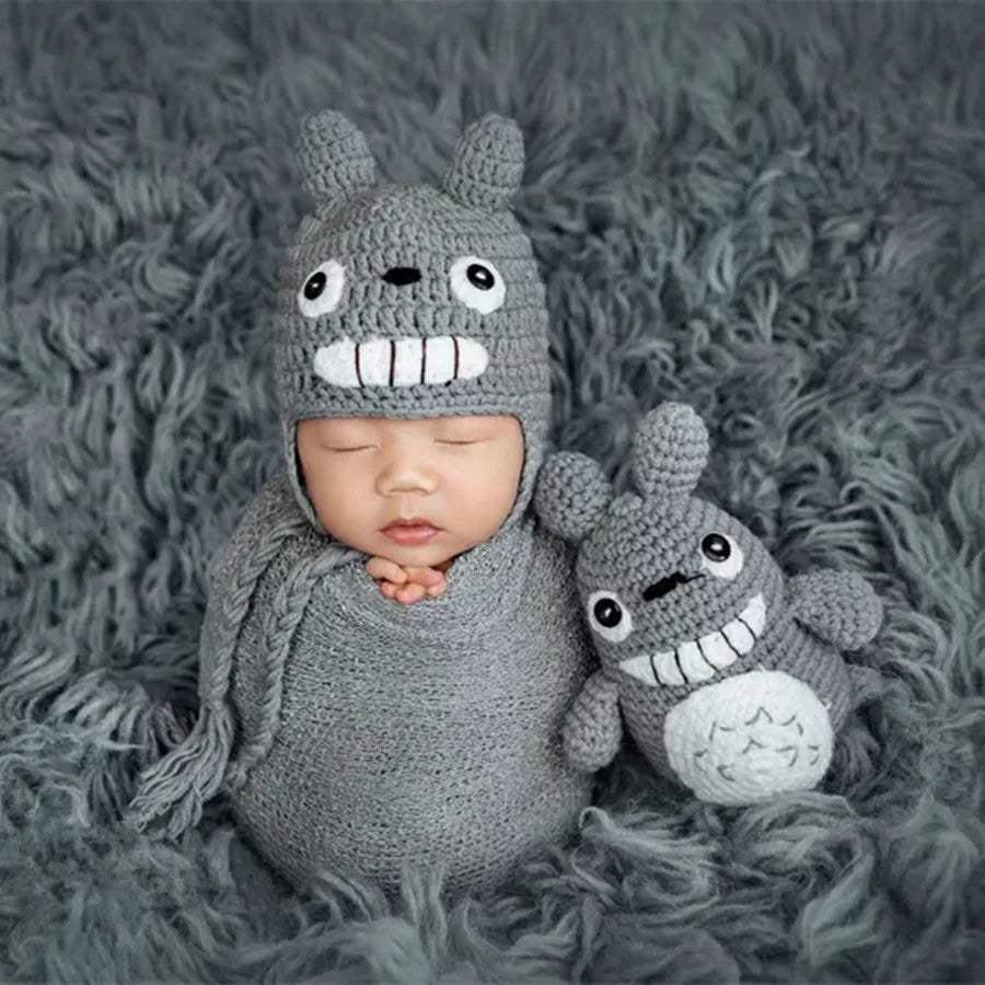 Cartoon Totoro Toy Set Infant Knit Hat Baby Photo Prop