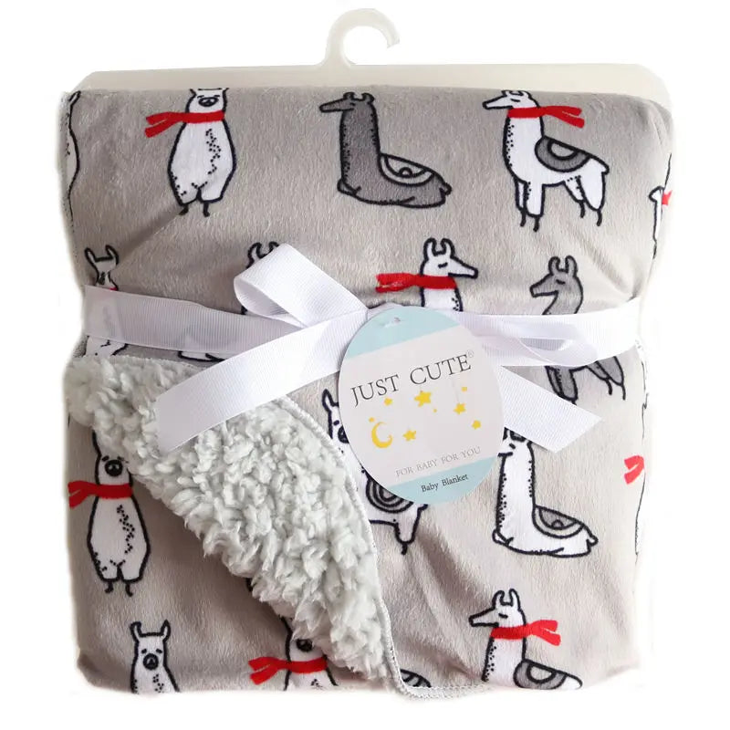 BThicken Double Layer Coral Fleece Swaddle Bedding Blanket