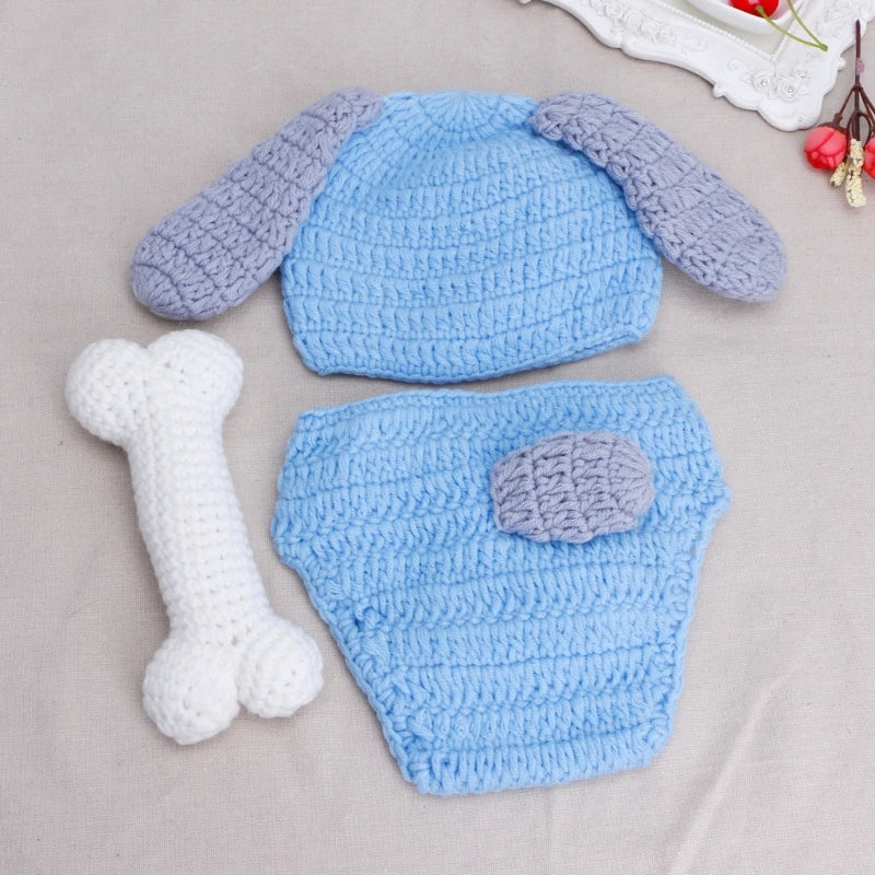Newborn Photography Props Lovely Dog Set knitting Outfits