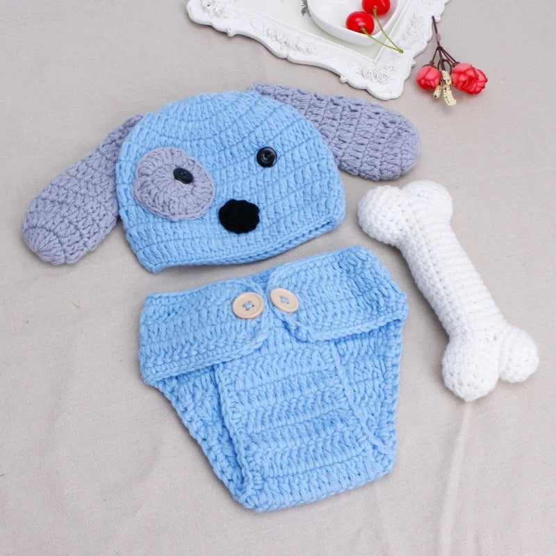 Newborn Photography Props Lovely Dog Set knitting Outfits