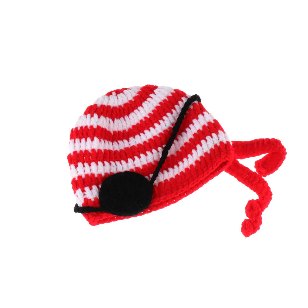 Pirate Newborn Baby Crochet Knit Handmade Hat Diaper Cover Outfits
