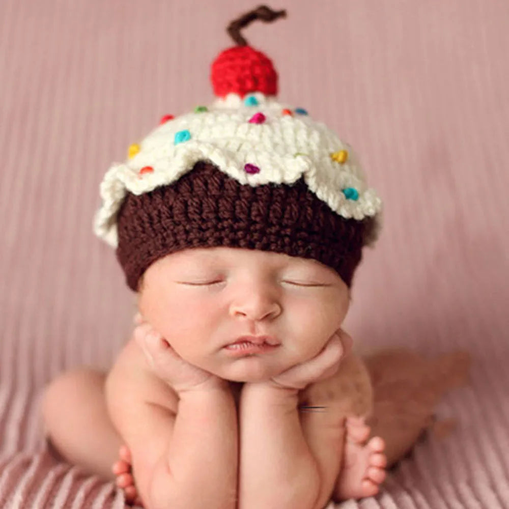Crochet Knit Baby Hat Cake Lovely Newborn Baby Photography Props