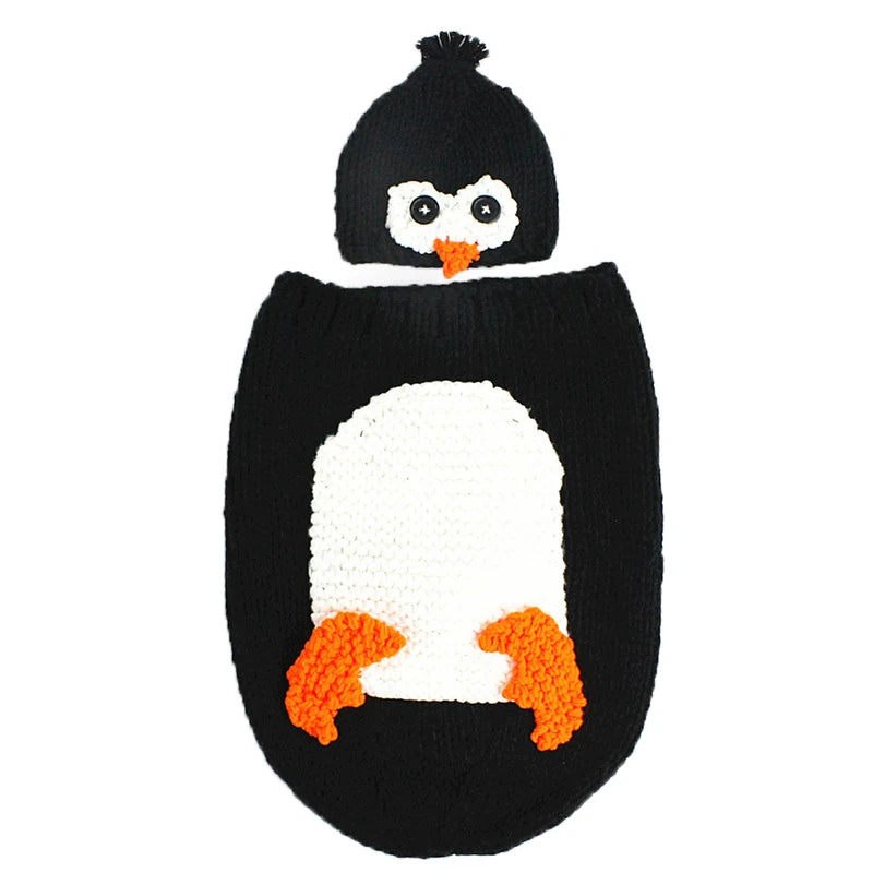 Newborn Photography Props Baby Photography Clothing Penguin Hat+ Sleeping Bag