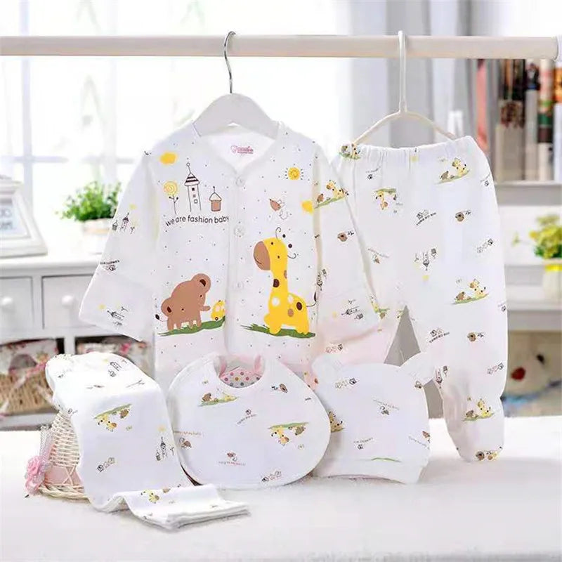 Newborn 5-piece Cotton Baby Clothes 0-3 Months Set