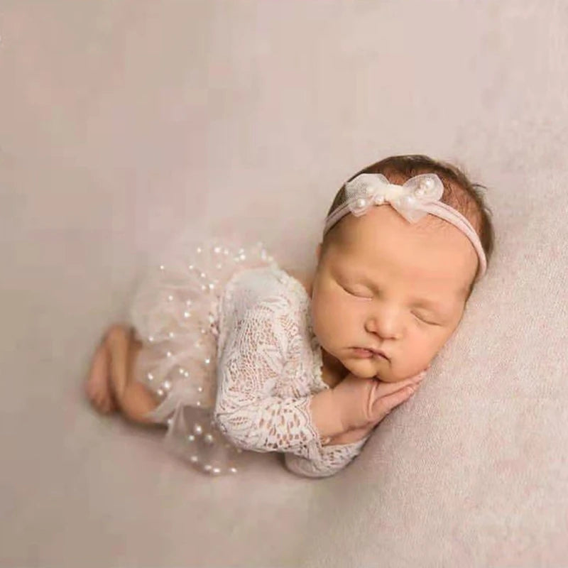 3 Pcs Newborn Photography Props Outfits Baby Lace Shooting Bodysuit
