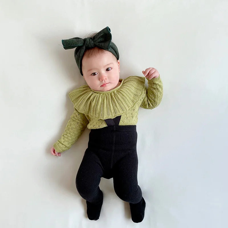 Infant Baby Knitting Sweater Sets Cotton Sweater Suit+ Leggings 0-2 Years