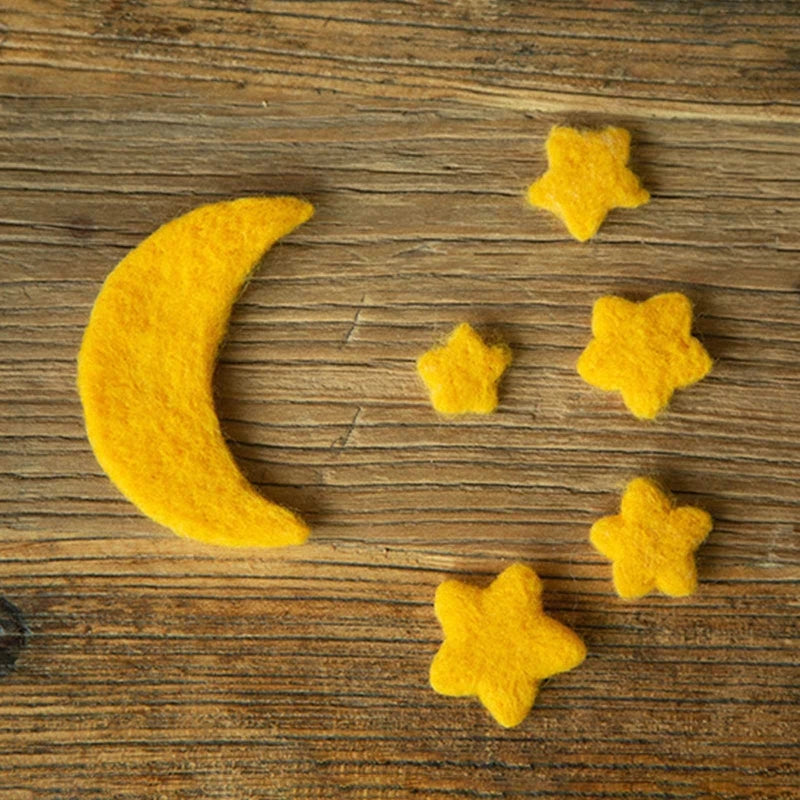 Newborn Photography Props Wool Felt Moon and Star Mini Props