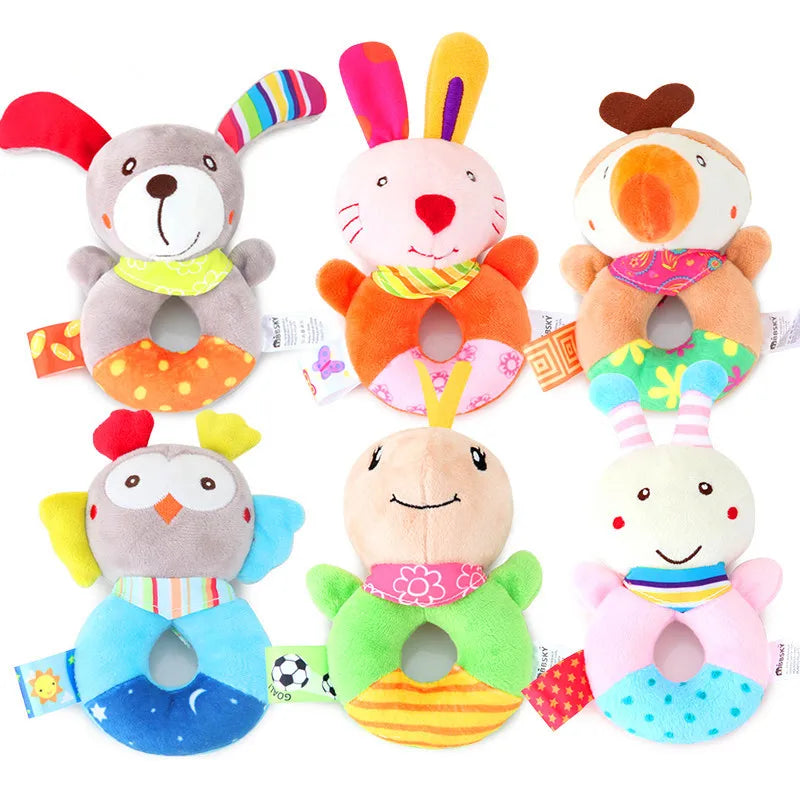 Baby Rattles Cartoon Infant Appease Doll Hand Bells Teether Toys