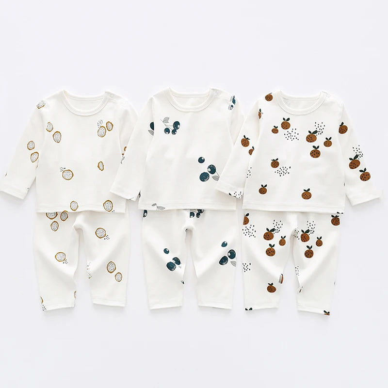 0-36M Baby Clothing Set Organic Cotton Baby Clothes Fruit Print Pajamas