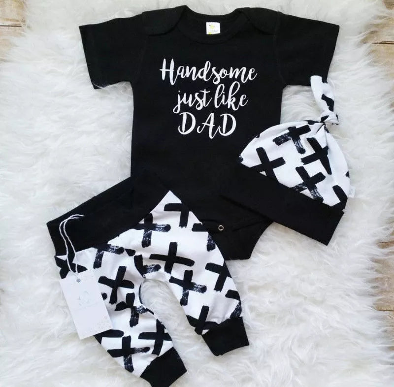 0-24 Month Toddler Kids Baby Boy 3Pcs Clothes Set Newborn