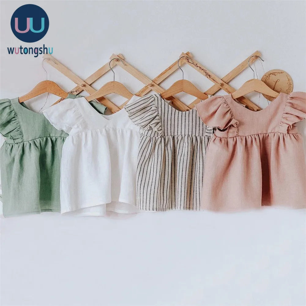 0-2Y Newborn Toddler Cotton Ruffles Sleeveless Tops Shorts Pants Set