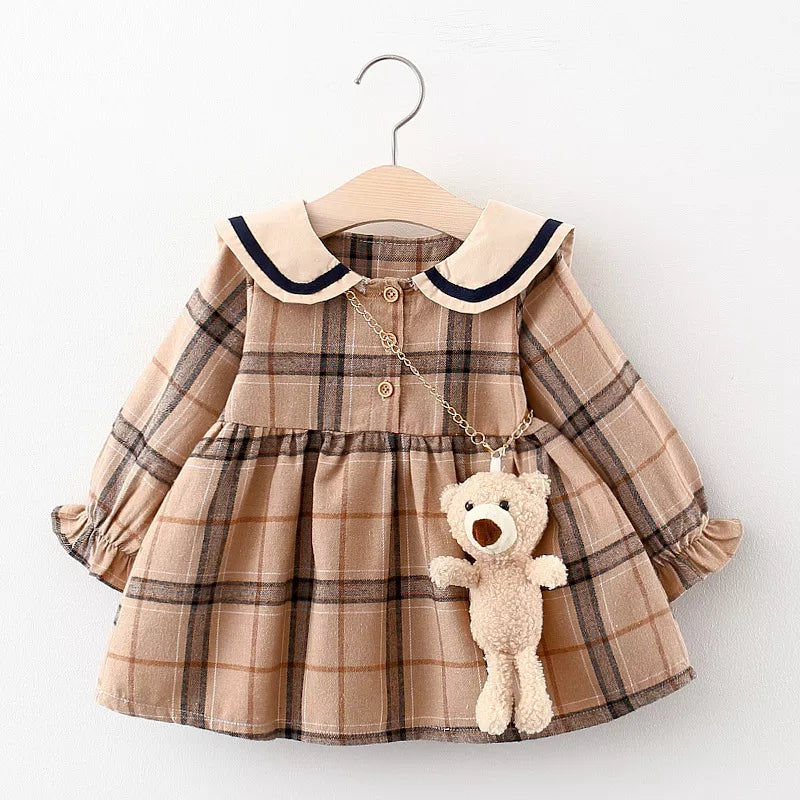 2023 Fall Newborn Baby Girl Dress Clothes Toddler Girls Princess Plaid Birthday Dresses For Infant Baby Clothing 0-2y Vestidos