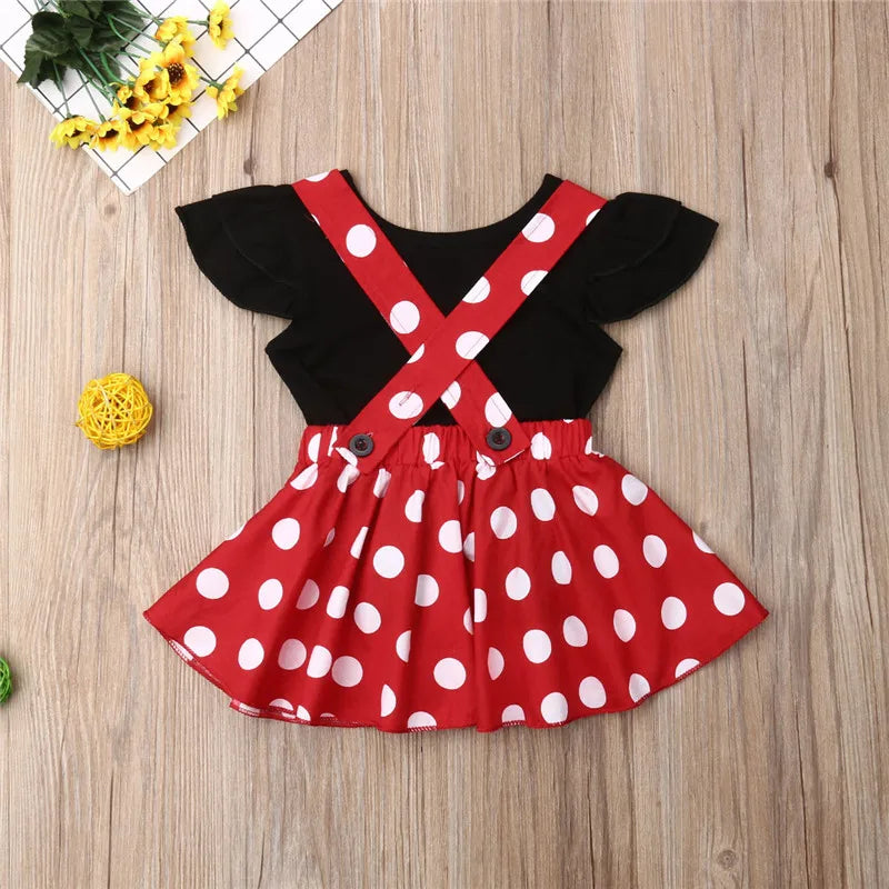 6-36 Months Baby Girls Clothes Set Black Short Sleeve Tops Girls Set