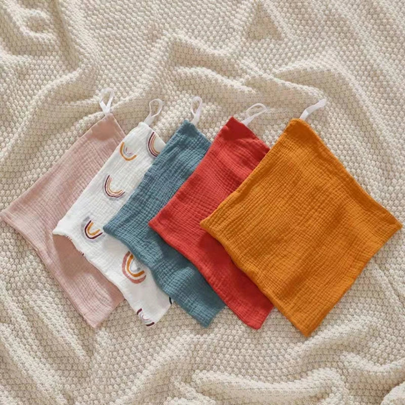 5pcs/Set Square Cotton Baby Face Towel Handkerchief Soft Absorbent Gauze Baby Towel Kids Feeding Bibs Burp Cloths 30x30cm