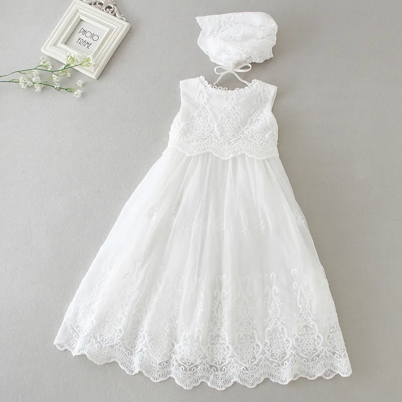 New Baby Girl Dress Baptism Dress White Lace 0-24M