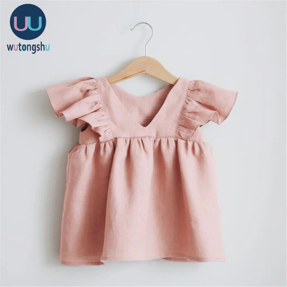 0-2Y Newborn Toddler Cotton Ruffles Sleeveless Tops Shorts Pants Set