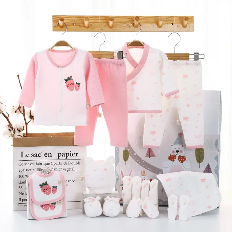 18pcs Baby Sets Newborn Baby Gift Spring Winter Full Sleeve Print Roupas De Bebe Cotton Baby Girl Boys Clothes Unisex No Box