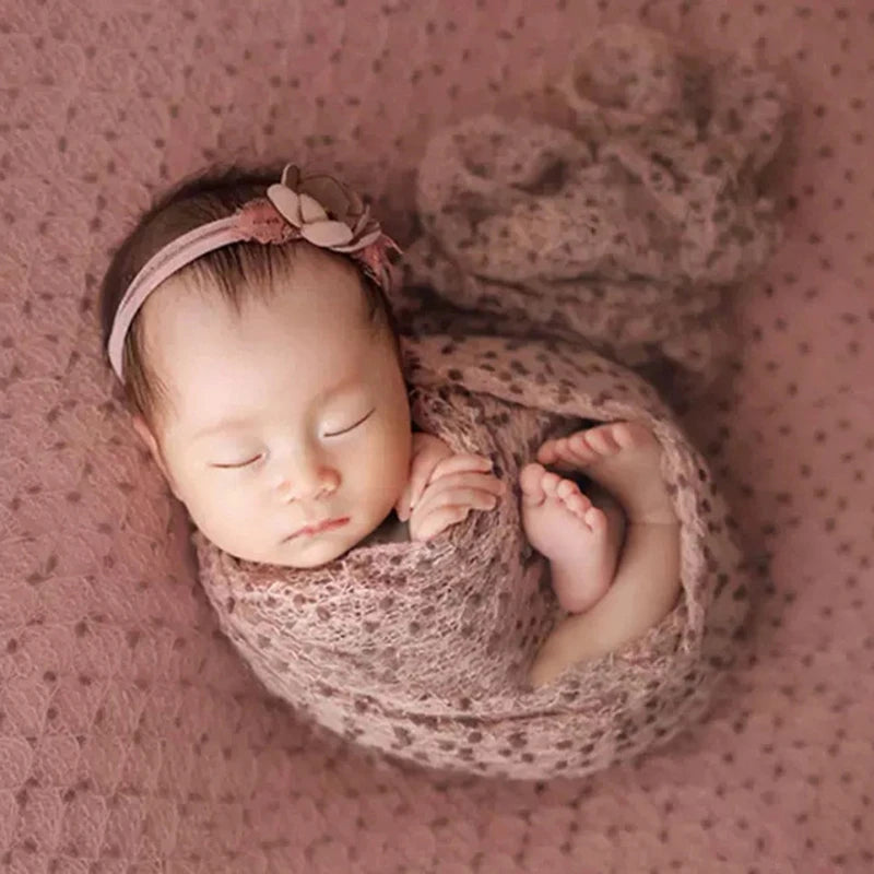 Baby Knitted Swaddling Elastic Scarf With Pompon Outfits