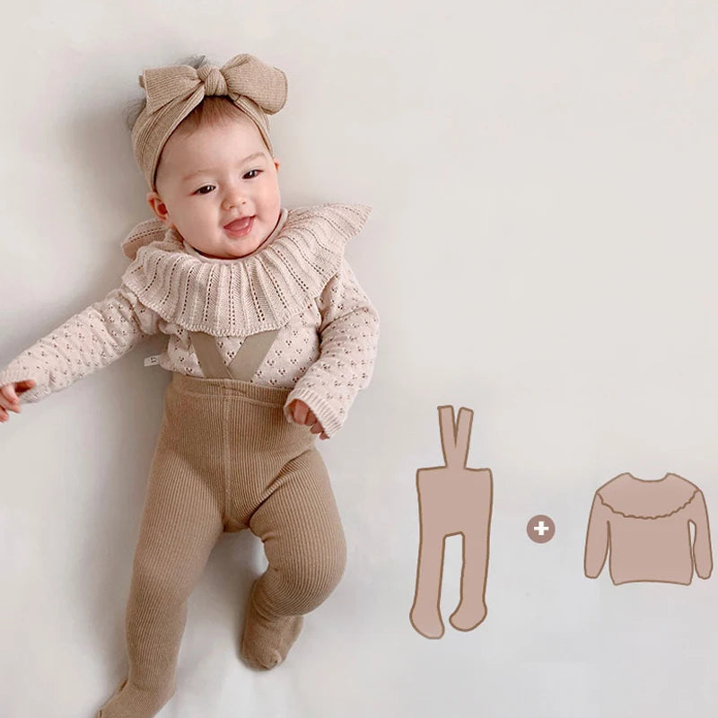 Infant Baby Knitting Sweater Sets Cotton Sweater Suit+ Leggings 0-2 Years