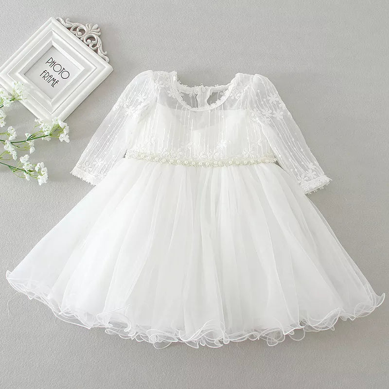 New Baby Girl Dress Baptism Dress White Lace 0-24M
