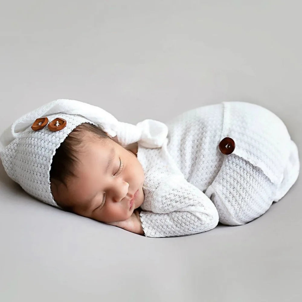 2 Pcs/Set Baby Hat Romper Newborn Photography Props Knitted Jumpsuit