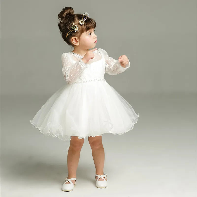 New Baby Girl Dress Baptism Dress White Lace 0-24M