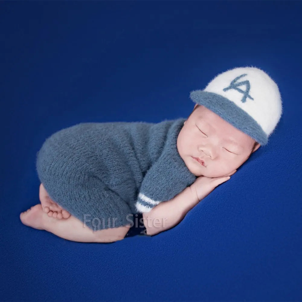 Baby Photo Props Outfit Mohair Knitted Baseball Sports Set
