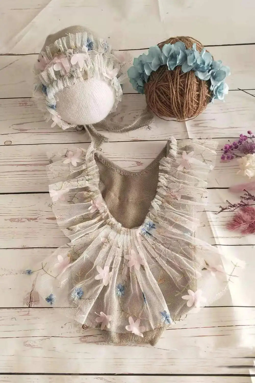 Newborn Photography Outfit Baby Headwear Lace Clothes
