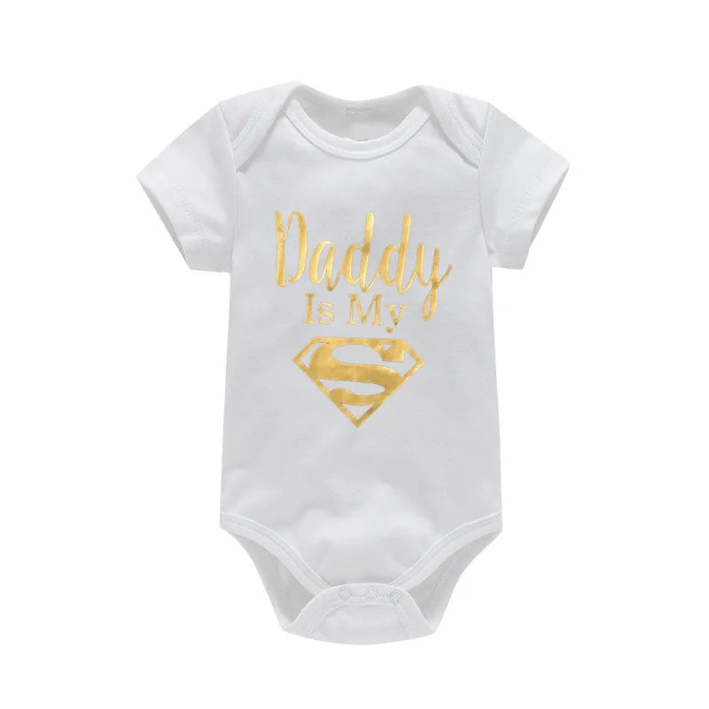Daddy Is My Hero Funny Print Infant Baby Bodysuit