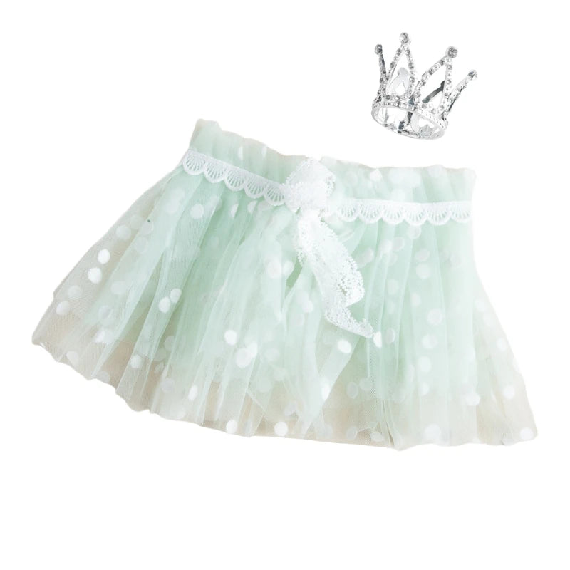 2 Pcs Newborn Photography Props Short Skirts+Headwear Crown Set
