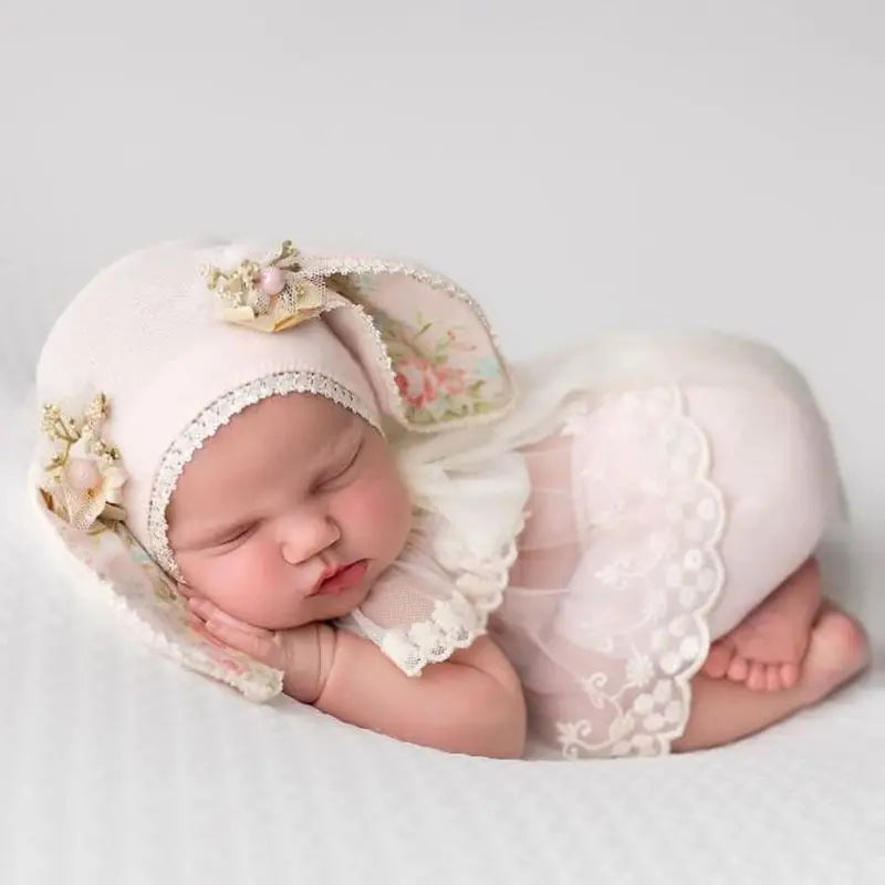 3 Pcs/Set Sweet Baby Hat Tops Pants Clothing Newborn Props