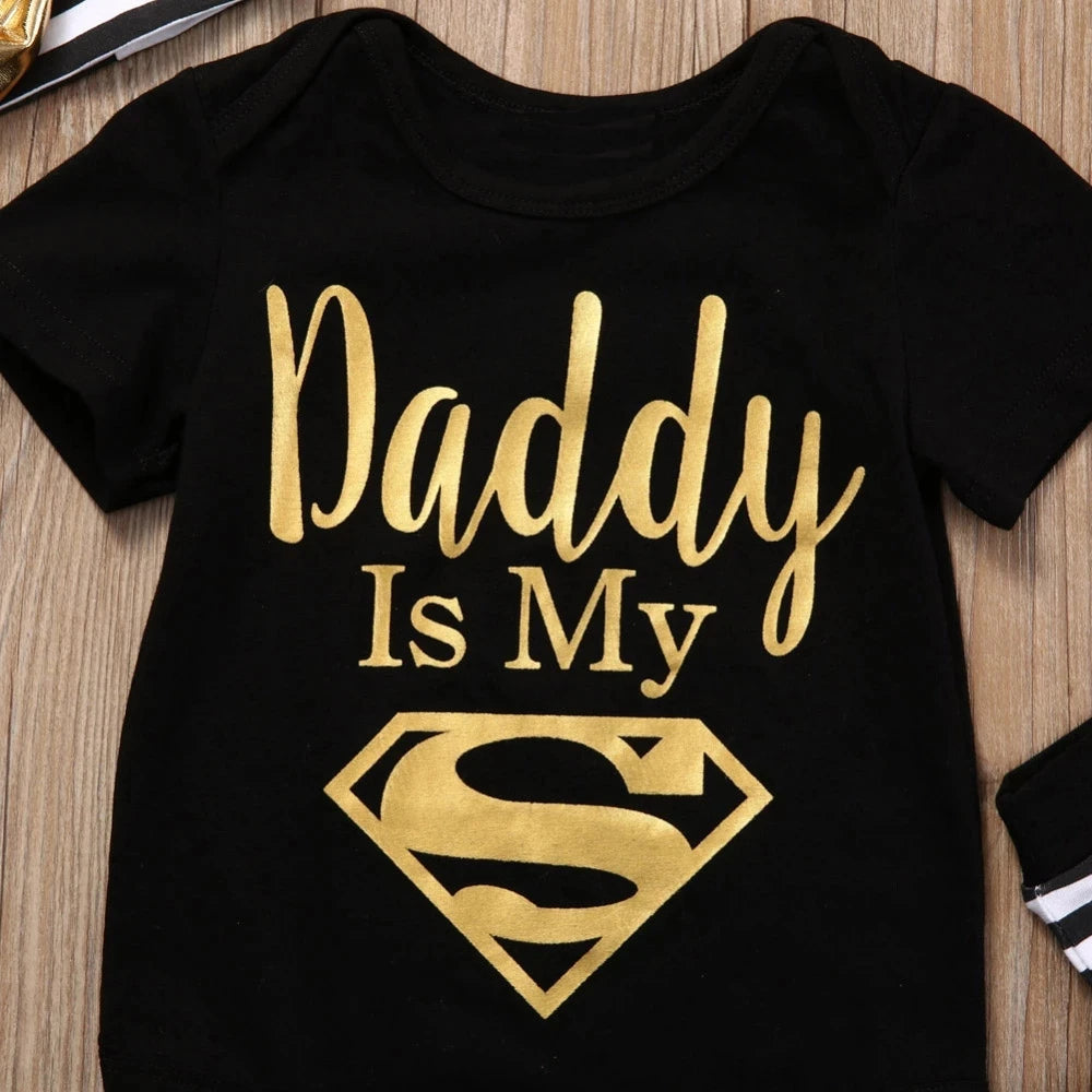 Daddy Is My Hero Funny Print Infant Baby Bodysuit