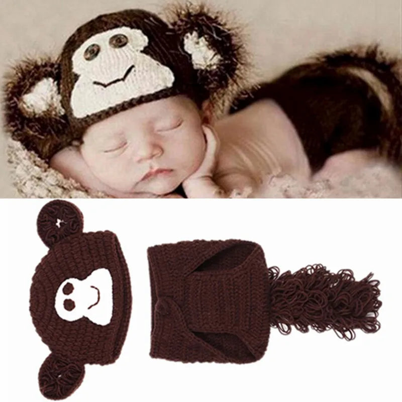 Cute Monkey Animal Clothing Suit Baby Hat Crochet Knit