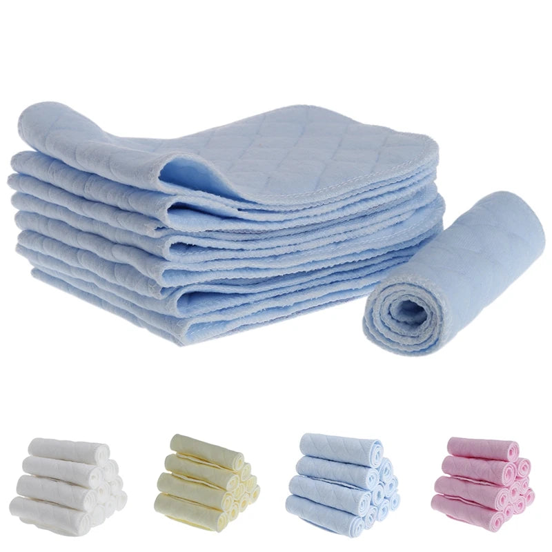 10Pcs Reusable Baby Cotton Blend Cloth Diaper Newborn Soft Nappy Insert 3 Layers