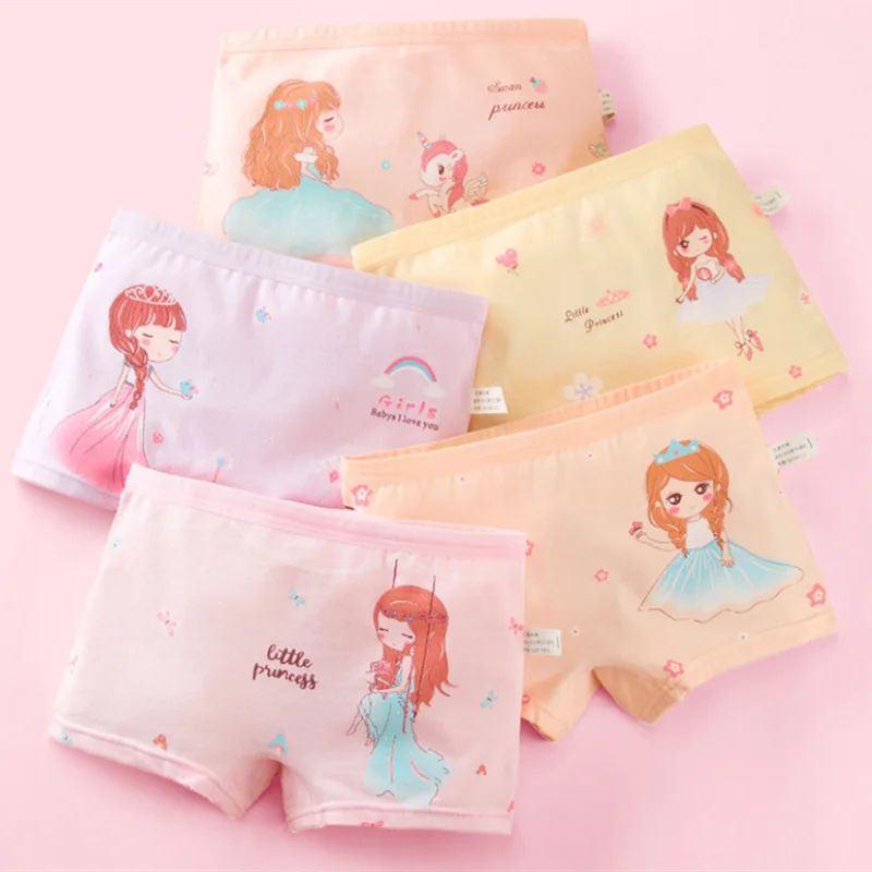 5Pcs/lot Baby Girls Cartoon Underpants Kids Underwear Cotton Panties 2-10years