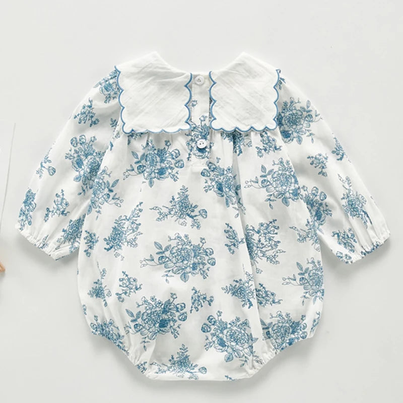 Autumn Newborn Baby Girls Flower Clothes Infant Baby Girls Jumpsuit Cotton Long Sleeve Spring Toddler Baby Girl Romper