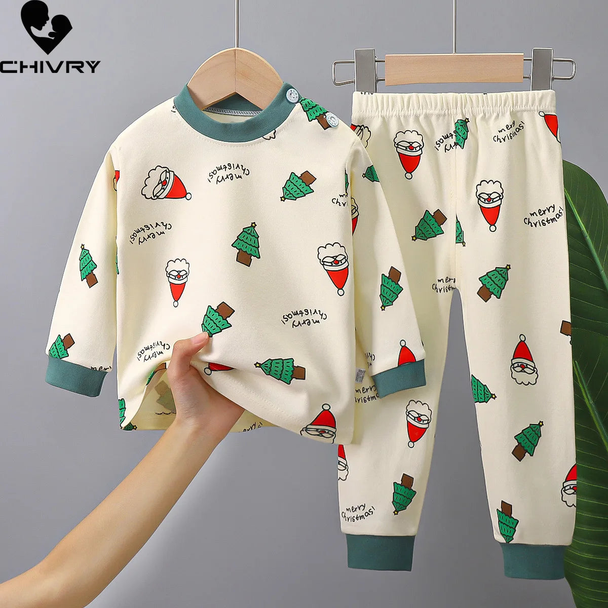 New Pajamas Cartoon Long Sleeve Cute T-Shirt Tops with Pants Sets