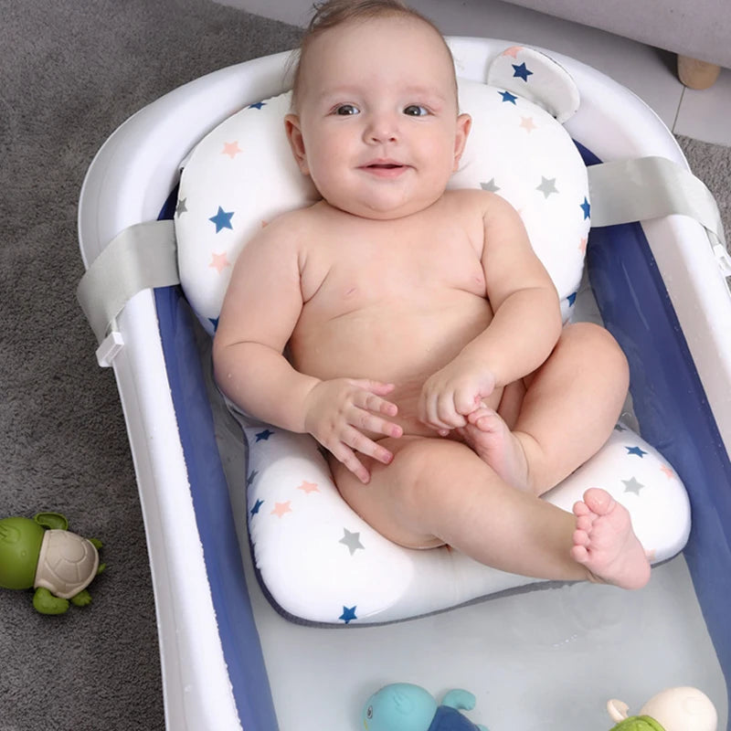 Baby Bath Seat Support Mat Foldable Baby Bath Tub Pad & Chair