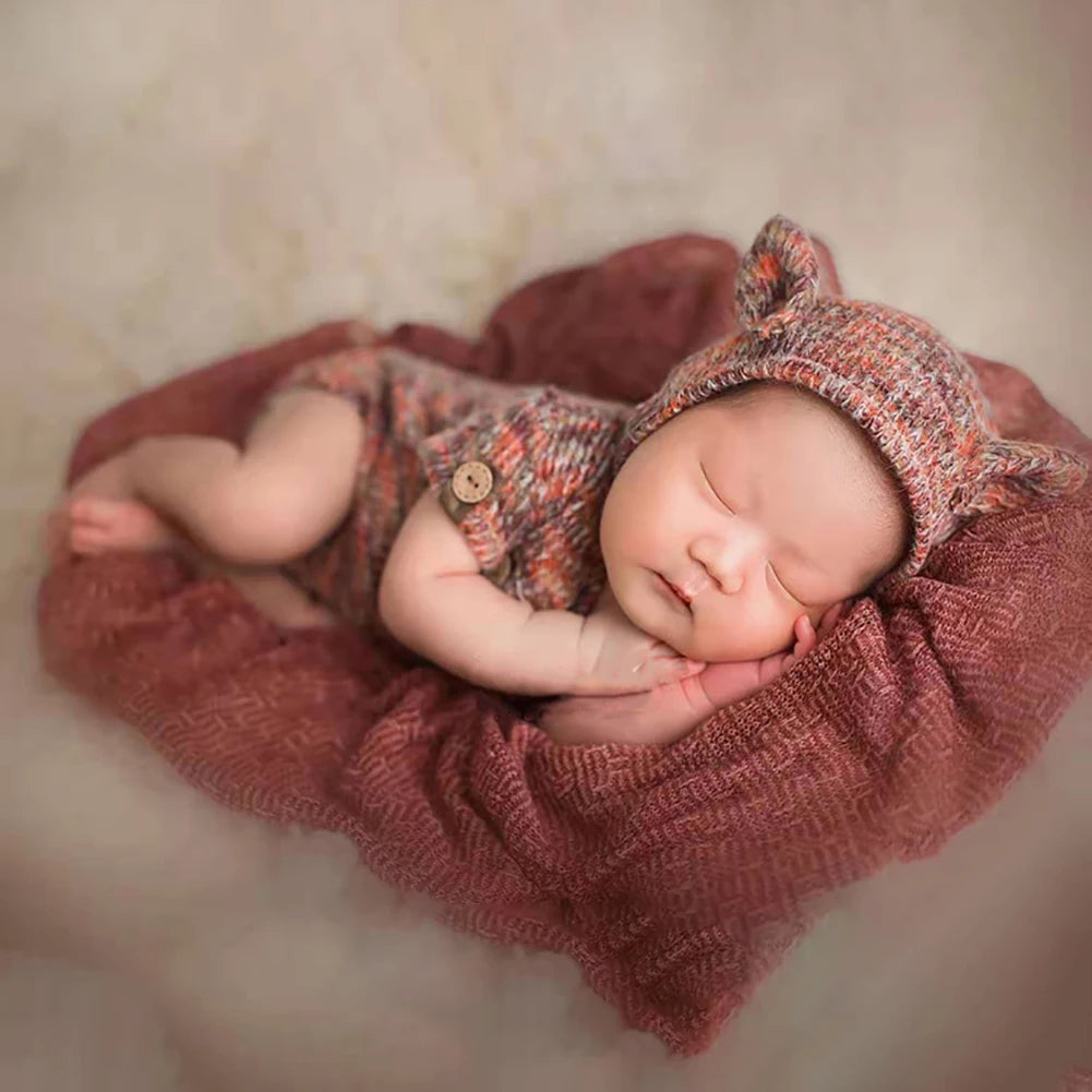 2pcs set handmade mohair teddy bear hat + shorts Newborn photography props Newborn Photography Props Crochet