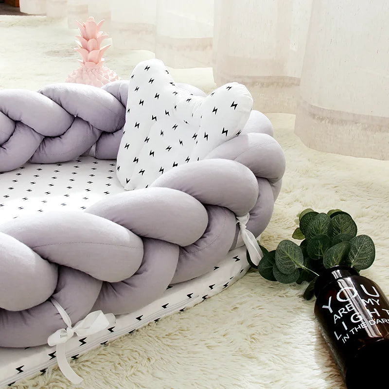Soft Cotton Bumper Crib Foldable Travel Baby Nest With Pillow