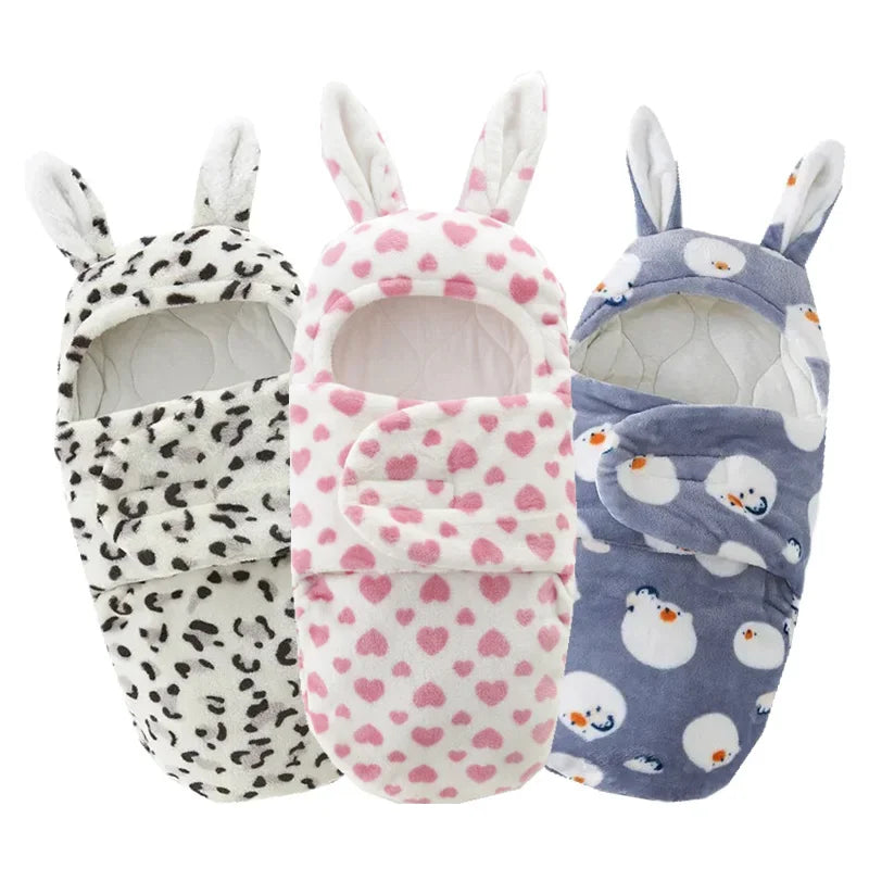 Baby Bag Thickened Autumn Winter Flannel Soft Skin Warm Newborn Sleeping Bag Baby Stroller Outdoor Windproof Swaddle Blanket