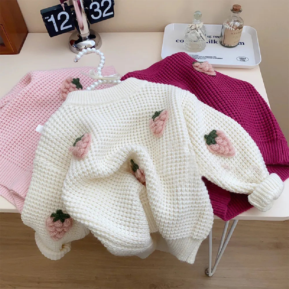 Winter Fashion 3D Strawberry Knitted Cute Thermal Sweater